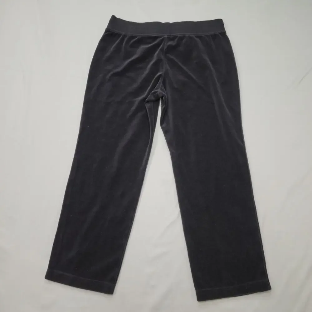 St Johns Bay Active Velour Jogger Pants Petite PM Black Lounge Athleisure Casual